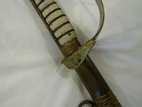 Rare WW1 ITALIAN NAVY, DOUBLE ETCHED ,SAILING SHIPS,BLUED GOLD WASHED, E & F HORSTER, RAY SKIN GRIP,ELABORATE LEATHER SCABBARD - 8 of 15