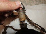 Original MARKED 1863 Horstmann CIVIL WAR CANTEEN , ORIGINAL BLUE WOOL COVERING , STOPPER, CHAIN, AND RIBBON SLING ,COMPLETE - 2 of 9