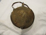 Model 1858 Smooth Side Original Civil War Covered Canteen , SPECKLED WOOL COVER ,STOPPER, & WORN LEATHER CARRY STRAP - 7 of 13