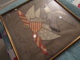 Rare 24 Star Silk Japanese hand embroidered, EAGLE, Metallic thread, American flags & shield, 21 X 20''inches framed - 12 of 12