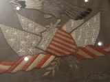 Rare 24 Star Silk Japanese hand embroidered, EAGLE, Metallic thread, American flags & shield, 21 X 20''inches framed - 7 of 12
