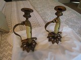 Set of WW1 ruby eyed
, Ivory Navy sword handled German candle stick holders, very ornate - 1 of 14