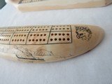 TWO INUIT CARVED WALRUS TUSK CRIBBAGE BOARDS, HUNT SCEANS ,SEAL ,POLAR BEAR,HUSKEY - 2 of 15