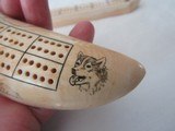 TWO INUIT CARVED WALRUS TUSK CRIBBAGE BOARDS, HUNT SCEANS ,SEAL ,POLAR BEAR,HUSKEY - 5 of 15