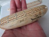 TWO INUIT CARVED WALRUS TUSK CRIBBAGE BOARDS, HUNT SCEANS ,SEAL ,POLAR BEAR,HUSKEY - 6 of 15