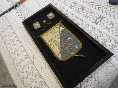 EARLY 1932 FRONTBANN BADGE ,JAWLESS SS DEATH HEAD LAPEL SIGNIA,EARLY UNION &KING BANNER ,MUNICH & BAMBERG,