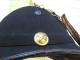 Model 1881 Artillery
Spiked Helmet , Ridabock & Co.NEW YORK, INK STAMPED INSPECTED 1902. N.G.N.Y., MINTY, ORIGINAL CHAIN AND LEATHER CHIN STRAP - 8 of 10