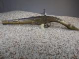 Very Fancy Embellished Brass Frame Mid East Flintlock Pistol - 6 of 9