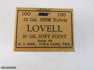 22 cal. Sisk Lovell