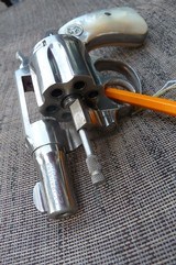Colt 22 Bankers Special Nickel 95% RARE Pre War Revolver Pearl Grips - 12 of 15