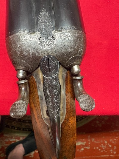 W&C Scott 12 Gauge Hammer Gun, Fluid Steel Sleeved Barrels - Image 8 of 13