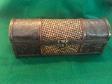 ANTIQUE ORNATE SILVER & BONE KNIFE WITH ORNATE SILVER SHEATH COMES IN A RED FELT LINED BOX. - 6 of 13