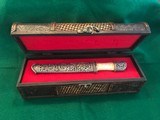 ANTIQUE ORNATE SILVER & BONE KNIFE WITH ORNATE SILVER SHEATH COMES IN A RED FELT LINED BOX. - 2 of 13