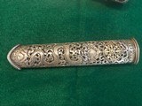 ANTIQUE ORNATE SILVER & BONE KNIFE WITH ORNATE SILVER SHEATH COMES IN A RED FELT LINED BOX. - 4 of 13