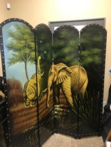 Four Wooden Panel Elephant Room Divider - 1 of 3