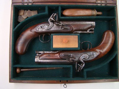 English Andrews Matching Flintlock Dueling Pistols - Image 1 of 8