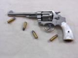 Smith & Wesson 44 Hand Ejector Nickle Plated With Pearl Grips And Factory Letter - 1 of 19