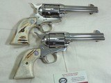 Consecutive Pair of Colt Third Generation Single Action Army Pistols In 44 Special With Nickel Finish - 5 of 11