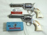Consecutive Pair of Colt Third Generation Single Action Army Pistols In 44 Special With Nickel Finish - 1 of 11