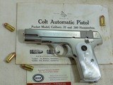 Colt Model 1908 In 380 A.C.P. With Factory Nickel Finish And Pearl Grips