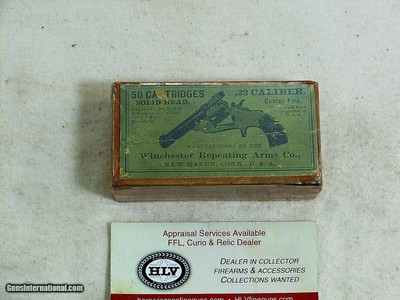 Winchester Early Box Of 32 Smith & Wesson Shells With Pistol Picture