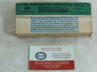 Winchester Box Of 45 60 W.C.F. Shells For The Winchester 1876 Rifles