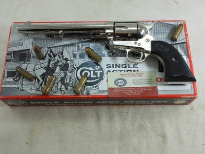 Colt Single Action Army Second Generation Full Nickle Finish New In Stage Coach Box