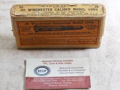 Winchester Early Full Box Of 30 W.C.F. With Reinforced Primers
