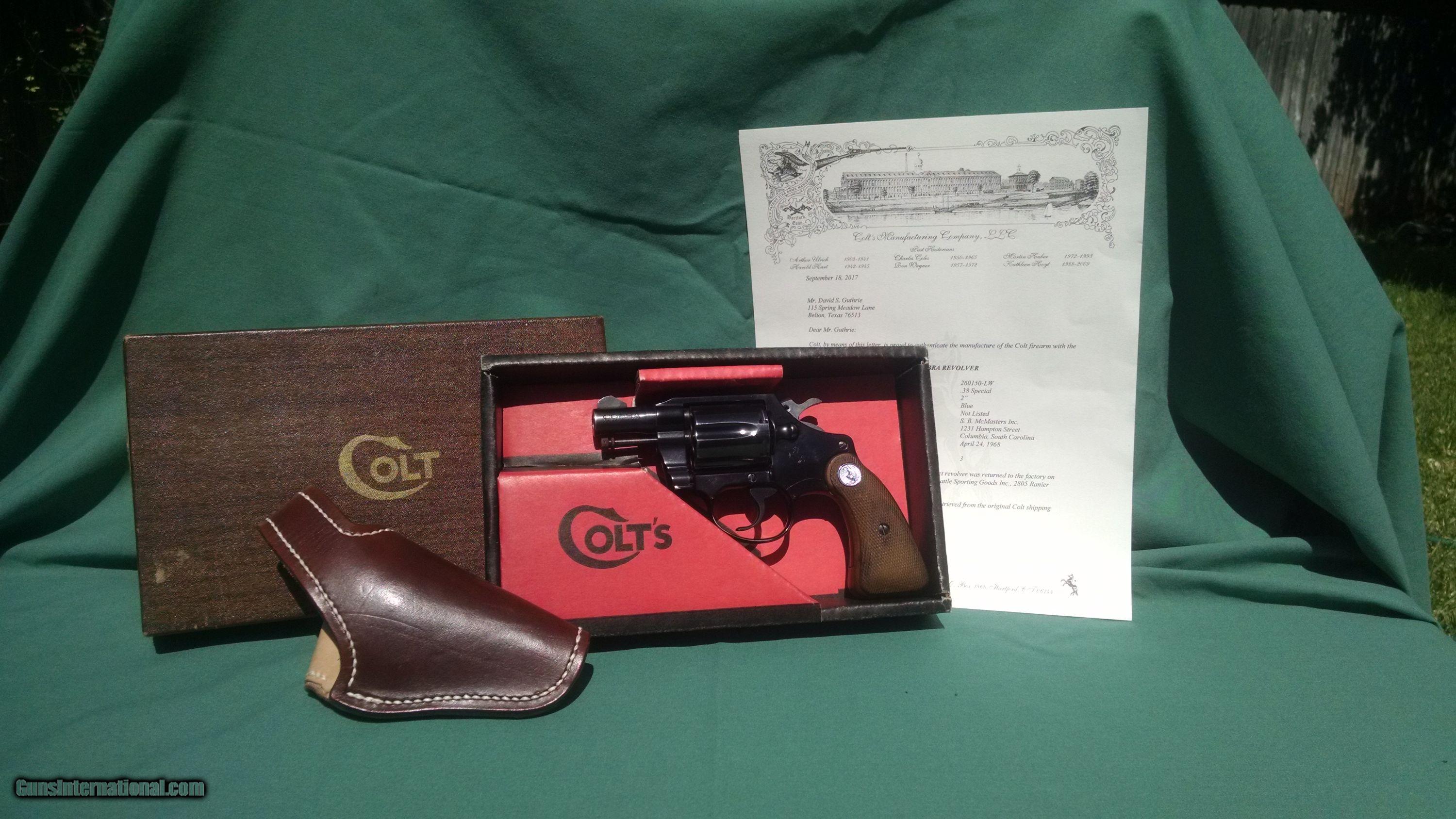 1968 Colt Cobra 38 2 Aluminum Frame Original Numbered Box Numbered Grips Colt Letter Holster