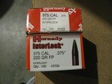 HORNADY #3705 .375 CALIBER 220 GR. FLAT POINT INTERLOCK BULLETS for the 375 WINCHESTER (2 B0XES) 200 PCS. - 1 of 2