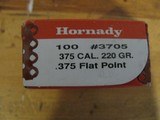 Hornady #3705 .375 cal. 220 gr. Flat Point (1-box 100 pcs.) 375 Winchester