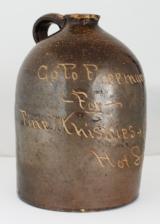 RARE FREEMAN’S SALOON, EARLY SCRATCH JUG, WHISKEY POTTERY, HOT SPRINGS, GARLAND CO., ARKANSAS AR - 1 of 9