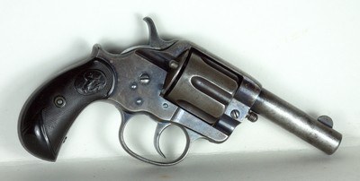 RARE ANTIQUE 45 COLT MODEL 1878 DOUBLE ACTION SHERIFF’S MODEL 3-1/2” BARREL WITH EL PASO, TEXAS HOLSTER. - Image 2 of 13