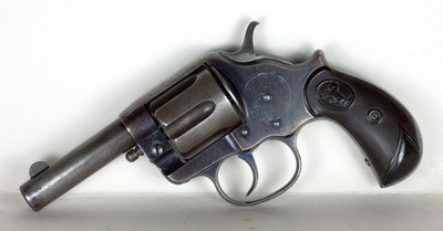 RARE ANTIQUE 45 COLT MODEL 1878 DOUBLE ACTION SHERIFF’S MODEL 3-1/2” BARREL WITH EL PASO, TEXAS HOLSTER. - Image 1 of 13