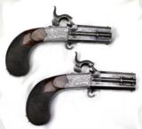 William & John Rigby Matched Pair Double Barrel Percussion Pistols, W/Folder Knife, Case
- 2 of 13
