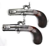 William & John Rigby Matched Pair Double Barrel Percussion Pistols, W/Folder Knife, Case
- 1 of 13