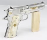 COLT GOVERNMENT, 1911A1, POLISHED SS, ENGRAVED,- 20 of 22