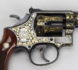 SMITH & WESSON, MODEL 17-3, LNEW, BLUE W/ENGRAVED 24KT GOLD- 5 of 25