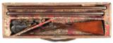 Cased Isaac Hollis & Sons Double Barrel Percussion Shotgun with Extra Cape Barrel Set and Accessories - 1 of 5