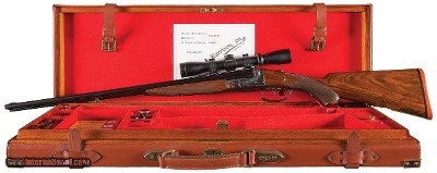 Cased Cogswell & Harrison BLNE Double Rifle 375NE Scoped Heavy Proof