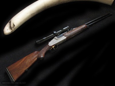 Krieghoff Pinless Sidelock Ejector OU Double Rifle 375 H&H Scoped
