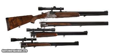 Cased Engraved Sodia O/U 458 Ejector Double Rifle w 3 Extra Barrels