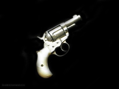 Colt 1877 Lightning 38 Engraved Nickel Pearl 2 1/2