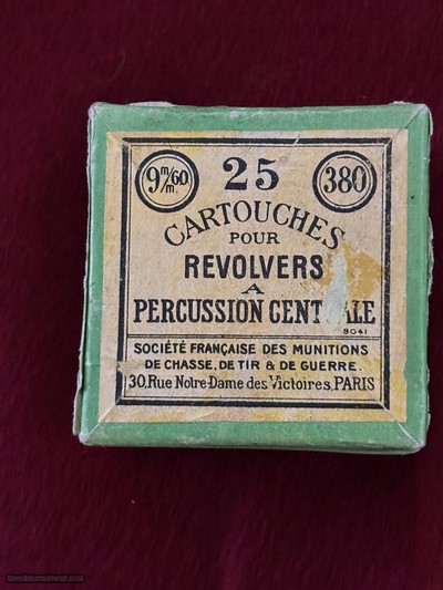 Very rare antique , sealed box, .380 French ammo ( 25 Rounds )