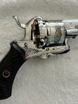 Very nice factory engraved Antique Belgium 7mm Pin fire Revolver  - 4 of 12