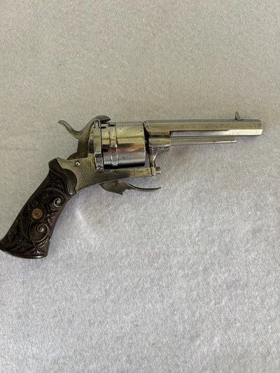 Antique European 7mm Pin fire 6 shot Revolver.