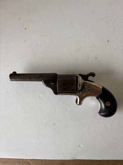 Moore’s Patent Firearms Co. Front Loading .32 cal Teat-fire single action spur trigger revolver.