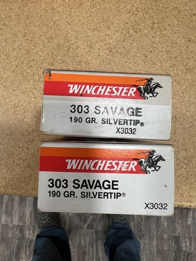 Winchester Super X 303 Savage 2 factory boxes silver tip