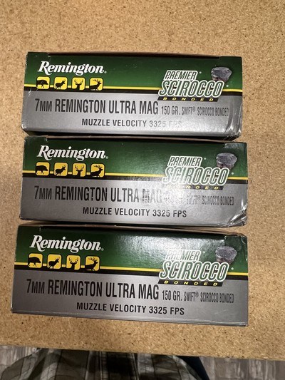 Remington Premier Scirocco 7mm Rem Ultra Mag 3 factory boxes