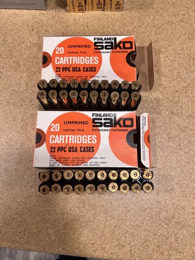 Sako 22 PPC USA 2 factory full boxes brass - Image 1 of 3